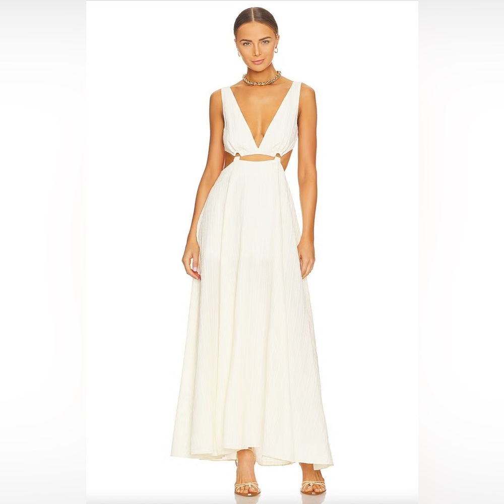 Revolve Significant Other Cream Cutout V Neck Maxi Dress Women’s Size 4